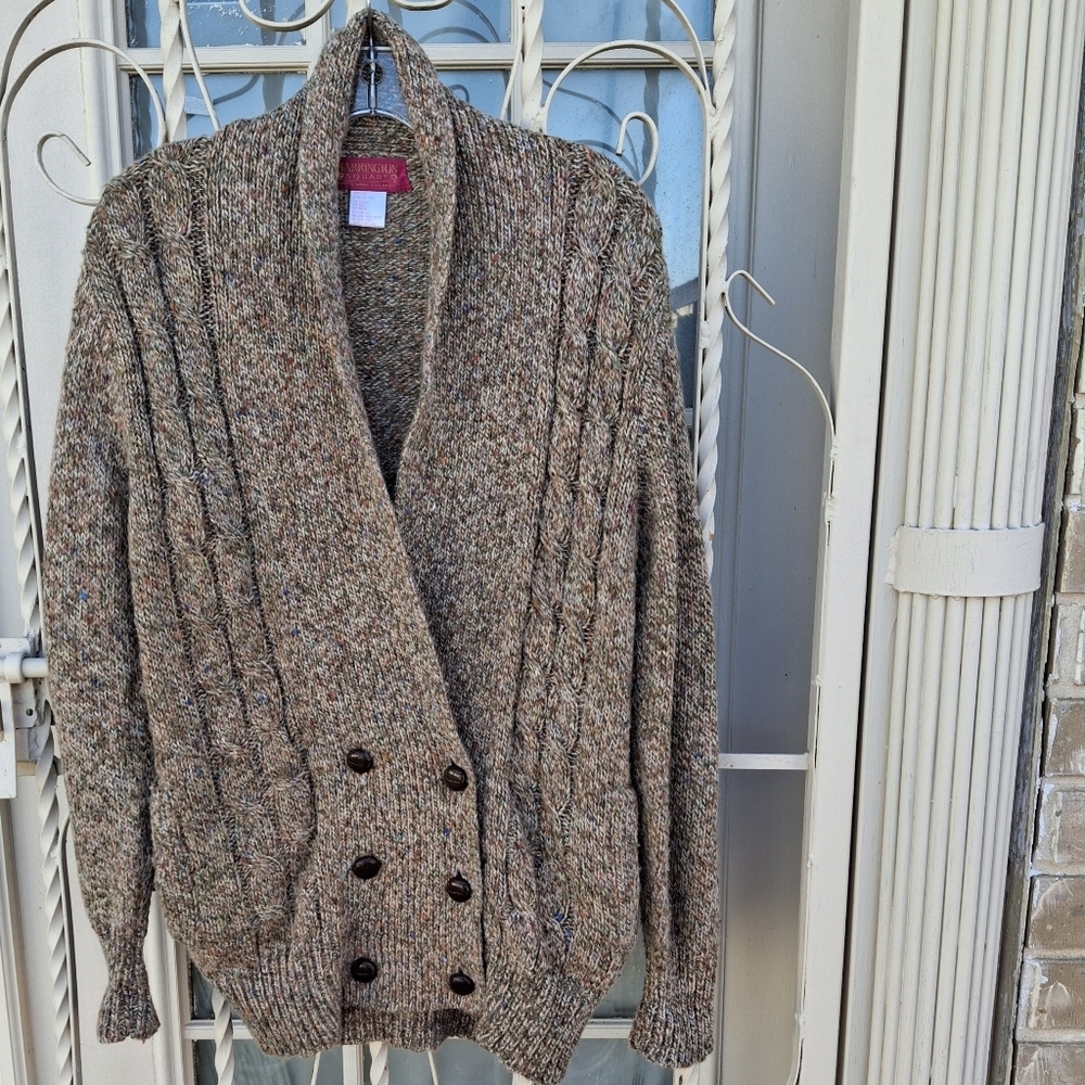 Vintage Harrington Square Brown Tweed Wool Blend Sweater, Women Size Medium - Picture 14 of 15